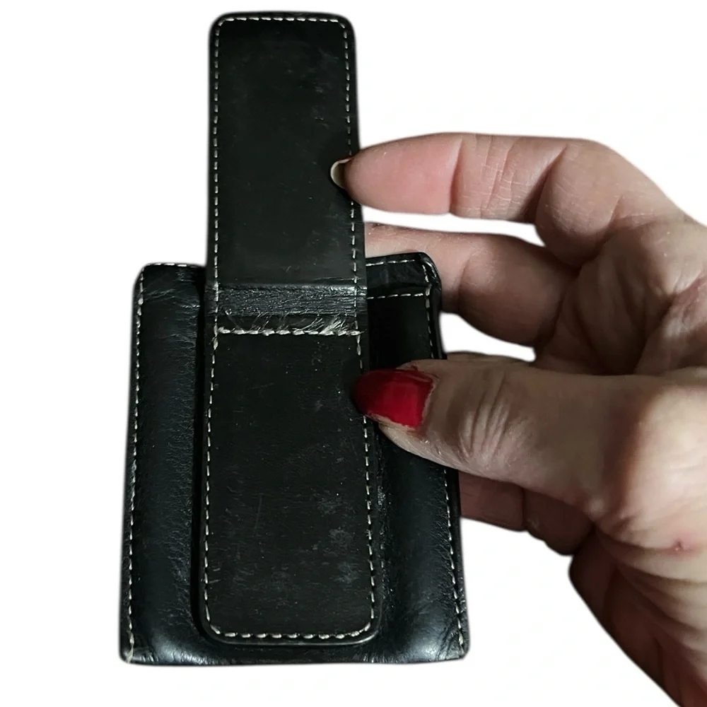Cole Haan black leather money clip with card & cash slot